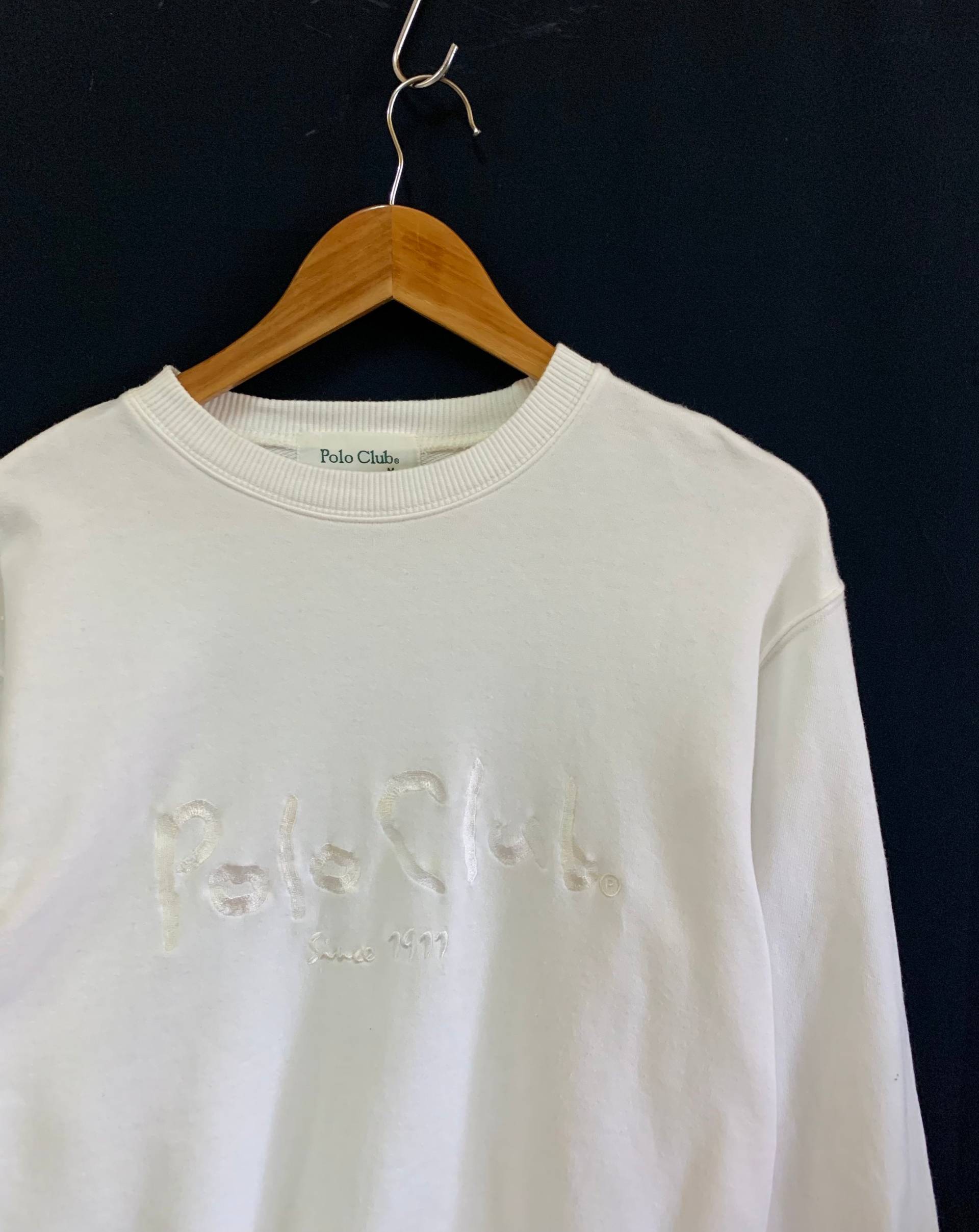 Vintage 90S Polo Sweatshirt Grosses Logo Stickerei Jersey Pullover Ralph Lauren Medium Size Weißes von FongfongStudio