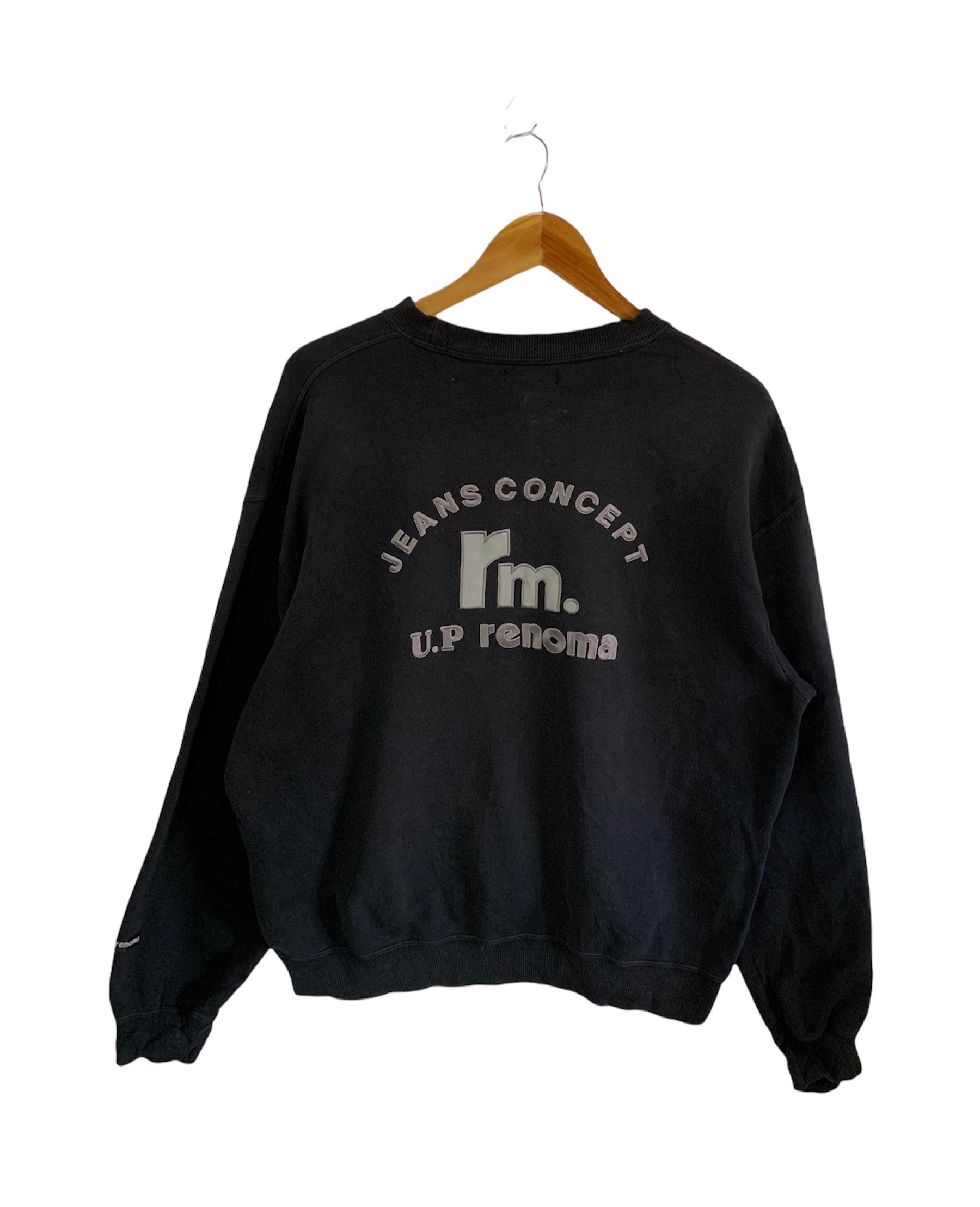 Vintage 90S Up Renoma Sweatshirt Großer Logo Stickerei Logopulli Pullover Rundhalskragen Größe Superschön Verblasst von FongfongStudio