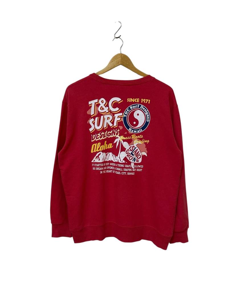 Vintage T & C Surf Sweatshirt Pullover Großes Logo Mittlere Größe Rotes Surfbrett Stil Mode Hip Hop Swag von FongfongStudio
