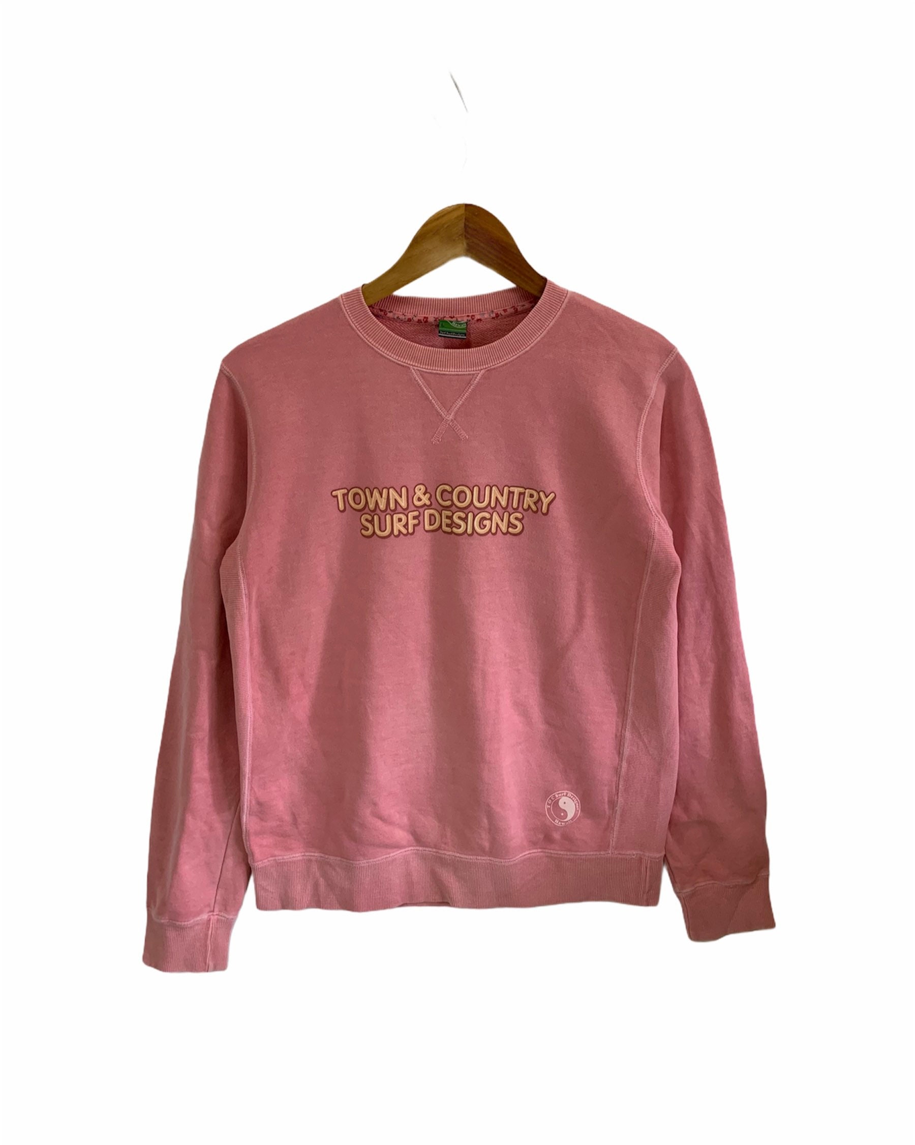 Vintage T & C Sweatshirt Stadt Und Land Surf Design Rosa Großes Logo Pullover Große Frauen Größe Süßer von FongfongStudio