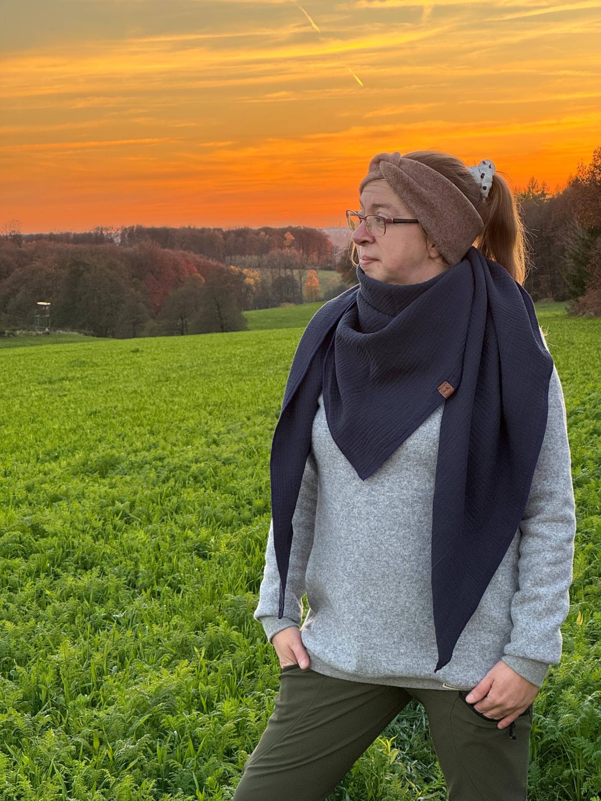 Handmade Xxl Musselin Halstuch Schal Damen Herren Blau von FoniFlo