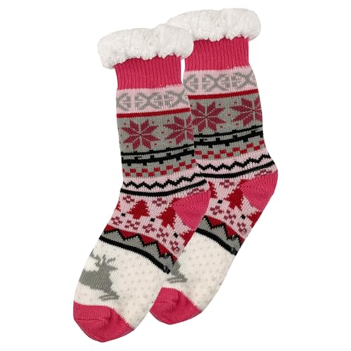 Fonirntu Damen Weihnachten Kuschelsocken Tier Antirutschsocken Stoppersocken mit ABS Sohle Haussocken Thermosocken Mädchen Hüttenschuhe Warme Dicke Socken Winter Geburtstag Geschenk für Mama von Fonirntu