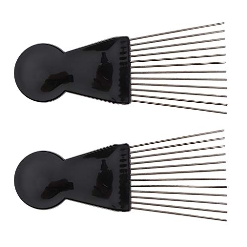 Fonowx 2Pack Black Salon Barber Hair Styling Afro Pick Brush Braid Man Comb Metal Lift for 6'' von Fonowx