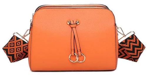 Fontanella Fashion Damen Doppelring Quaste Triple Zip Kamera Messenger Shopper Trendy Schulter Crossbody Handtasche, Orange, Small von Fontanella Fashion