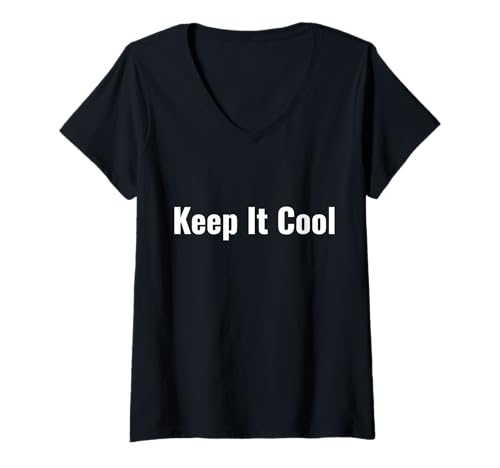 Damen Bleib cool T-Shirt mit V-Ausschnitt von Fontastic Fun