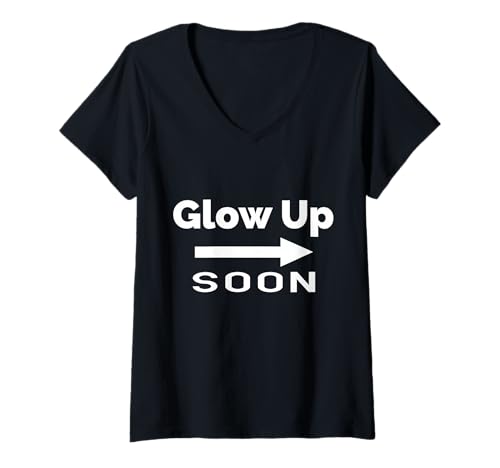 Damen Glow Up Bald T-Shirt mit V-Ausschnitt von Fontastic Fun