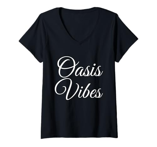 Damen Oasis Vibes T-Shirt mit V-Ausschnitt von Fontastic Fun