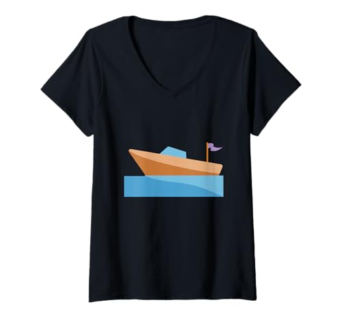 Damen Speedboat Kostüm T-Shirt mit V-Ausschnitt von Fontastic Fun