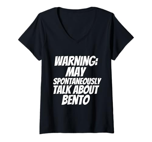 Damen Warnung: Kann spontan über Bento sprechen T-Shirt mit V-Ausschnitt von Fontastic Fun