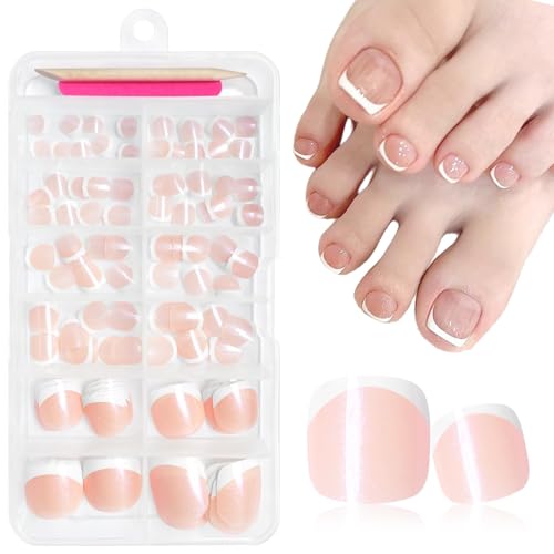 Fonyiunce 120 Stück Fußnägel Tips, Press on Nails for Toes, Nagel Tips Set, 12 Größen, Künstlich Fußnägel Tips, Artificial Toe Nail Tips für Damen, für Frauen Mädchen, für DIY Maniküre Dekoration von Fonyiunce