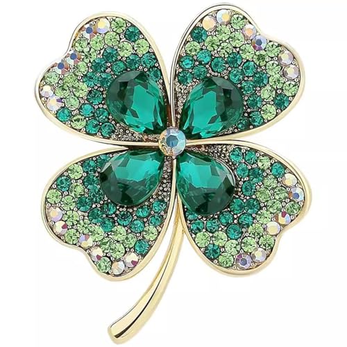 Fonyiunce Brosche, Vierblättriges Kleeblatt Brosche, Damen Kristall Brosche, Strass Blumenstrauß Brosche Elegante Brosche, Strickjacke Elegant Metall Brosche für Frauen Hut Tasche Hochzeit von Fonyiunce