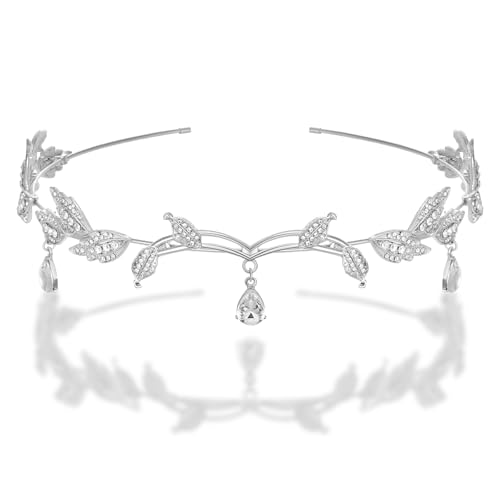 Fonyiunce Prinzessin Crystal Crown, Blatt Hochzeit Tiara Krone, Elfenkrone, Vintage Strass Diadem, Kristallperlen Stirn Kopfschmuck, für Hochzeit Braut Motto Party Karneval Cosplay Festival Zubehör Fonyiunce Prinzessin Crystal Crown, Blatt Hochzeit Tiara Krone, Elfenkrone, Vintage Strass Diadem, Kristallperlen Stirn Kopfschmuck, für Hochzeit Braut Motto Party Karneval Cosplay Festival Zubehör von Fonyiunce