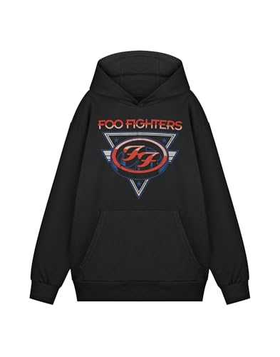 Foo Fighters Band Logo Kapuzenpullover | Klassisches schwarzes Langarm-Grafik-T-Shirt | Musik-Merchandise auf der Vorderseite für Unisex-Erwachsene | Lässiges Pullover-Top von Foo Fighters