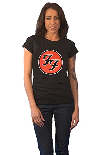 Foo Fighters Damen FF Band Logo Official Womens Skinny Fit Black T-Shirt, Large von Foo Fighters