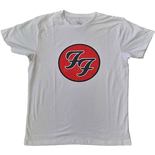 Foo Fighters Herren FF Logo Slim Fit T-Shirt weiß, Weiss/opulenter Garten, L von Foo Fighters