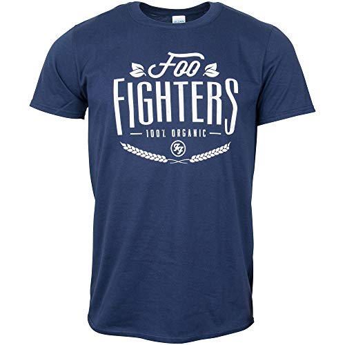 Foo Fighters T Shirt 100% Organic Band Logo Nue offiziell Herren Navy Blau L von Foo Fighters