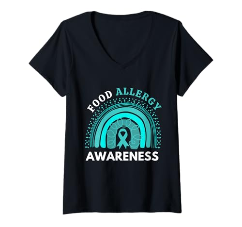 Damen Unterstützung beim Bewusstsein für Lebensmittelallergien T-Shirt mit V-Ausschnitt Damen Unterstützung beim Bewusstsein für Lebensmittelallergien T-Shirt mit V-Ausschnitt von Food Allergy Awareness Support Apparel
