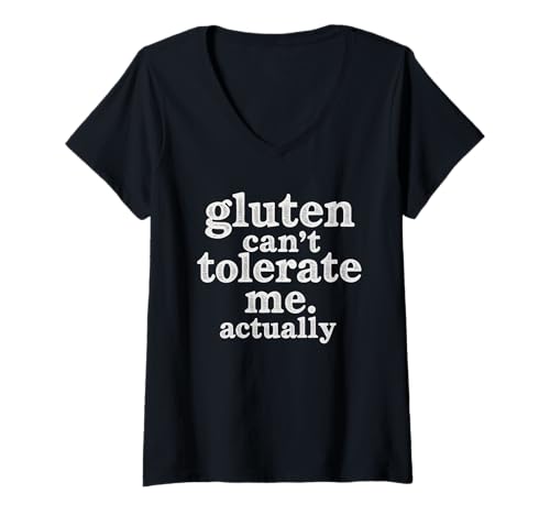 Damen Gluten Can't Tolerate Me Actually Funny T-Shirt mit V-Ausschnitt Damen Gluten Can't Tolerate Me Actually Funny T-Shirt mit V-Ausschnitt von Food Allergy Humour