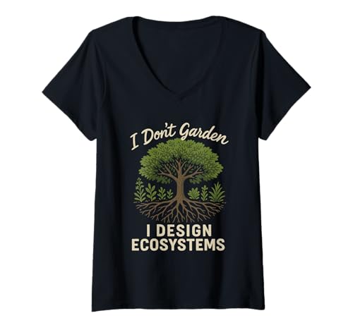 Damen Permakultur Regenerative Gartenarbeit Nachhaltiges Gehöft T-Shirt mit V-Ausschnitt Damen Permakultur Regenerative Gartenarbeit Nachhaltiges Gehöft T-Shirt mit V-Ausschnitt von Food Forest Ethical Land Use Grow Your Own