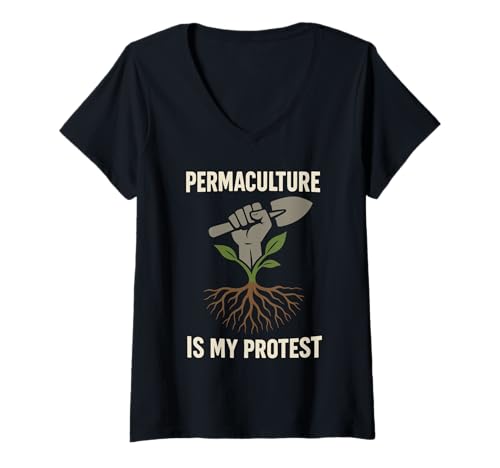 Damen Permakultur Regenerative Gartenarbeit Nachhaltiges Gehöft T-Shirt mit V-Ausschnitt Damen Permakultur Regenerative Gartenarbeit Nachhaltiges Gehöft T-Shirt mit V-Ausschnitt von Food Forest Ethical Land Use Grow Your Own