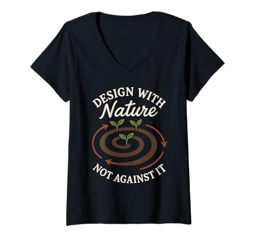Damen Permakultur Regenerative Gartenarbeit Nachhaltiges Gehöft T-Shirt mit V-Ausschnitt Damen Permakultur Regenerative Gartenarbeit Nachhaltiges Gehöft T-Shirt mit V-Ausschnitt von Food Forest Ethical Land Use Grow Your Own