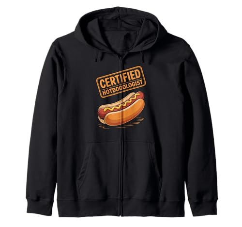 Lustiger Spruch Zertifizierter Hotdogologe Hotdog Liebhaber Frauen Männer Kapuzenjacke Lustiger Spruch Zertifizierter Hotdogologe Hotdog Liebhaber Frauen Männer Kapuzenjacke von Food Lovers BBQ Fans Grill Chefs Humor Sausage Bun