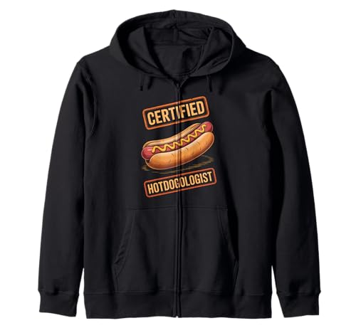 Lustiger Spruch Zertifizierter Hotdogologe Hotdog Liebhaber Frauen Männer Kapuzenjacke Lustiger Spruch Zertifizierter Hotdogologe Hotdog Liebhaber Frauen Männer Kapuzenjacke von Food Lovers BBQ Fans Grill Chefs Humor Sausage Bun