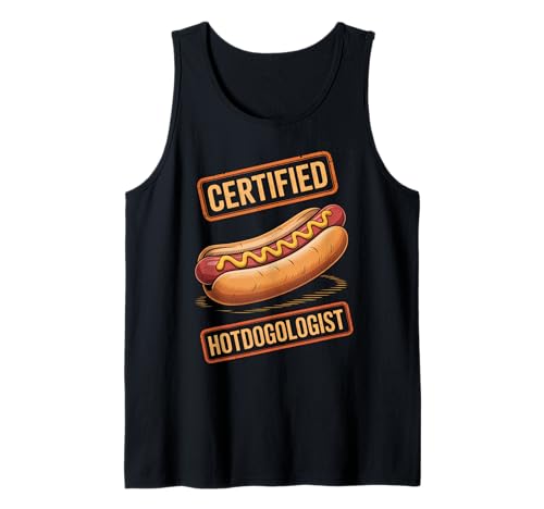 Lustiger Spruch Zertifizierter Hotdogologe Hotdog Liebhaber Frauen Männer Tank Top von Food Lovers BBQ Fans Grill Chefs Humor Sausage Bun