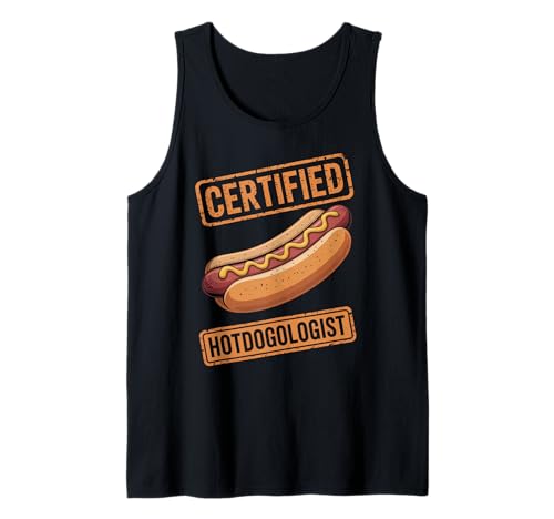 Lustiger Spruch Zertifizierter Hotdogologe Hotdog Liebhaber Frauen Männer Tank Top von Food Lovers BBQ Fans Grill Chefs Humor Sausage Bun