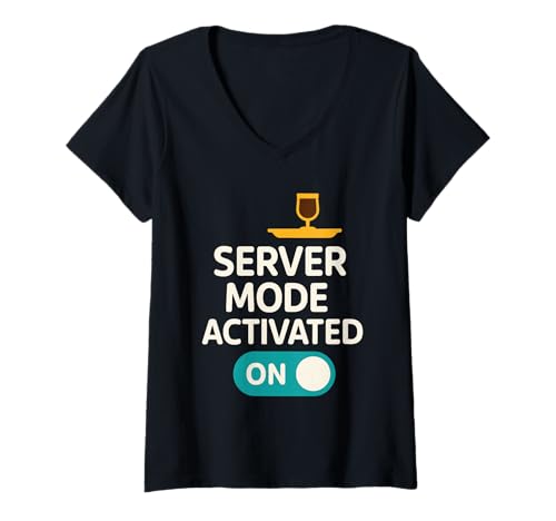 Damen Kellnerin Server Life Humor Hospitality Smile for Tips T-Shirt mit V-Ausschnitt Damen Kellnerin Server Life Humor Hospitality Smile for Tips T-Shirt mit V-Ausschnitt von Food Service Pride Eat Run Pro Multitasking