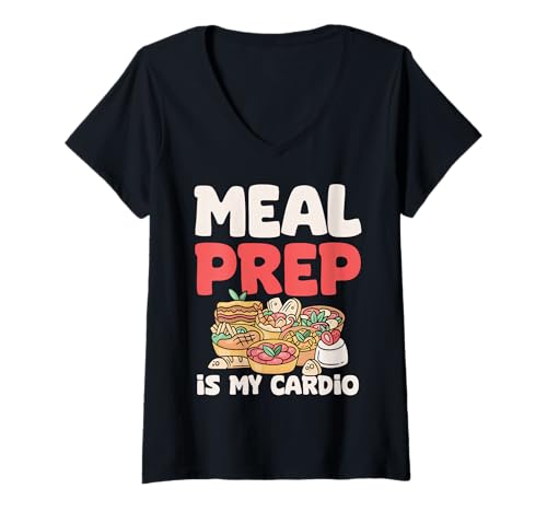 Damen Foodservice-Mitarbeiterin Lunch Lady Meal Prep is My Cardio T-Shirt mit V-Ausschnitt Damen Foodservice-Mitarbeiterin Lunch Lady Meal Prep is My Cardio T-Shirt mit V-Ausschnitt von Food Service Worker Lunch Lady Cafeteria