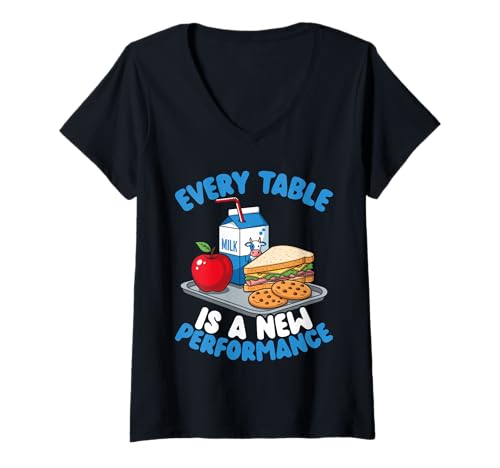 Damen Lustige Foodservice-Mitarbeiterin, Lunch Lady T-Shirt mit V-Ausschnitt Damen Lustige Foodservice-Mitarbeiterin, Lunch Lady T-Shirt mit V-Ausschnitt von Food Service Worker Lunch Lady Designs