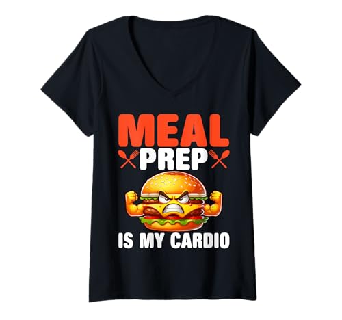 Damen Meal Prep ist Meine Cardio-Foodservice-Mitarbeiterin, die Lunch Lady T-Shirt mit V-Ausschnitt Damen Meal Prep ist Meine Cardio-Foodservice-Mitarbeiterin, die Lunch Lady T-Shirt mit V-Ausschnitt von Food Service Worker Lunch Lady Team