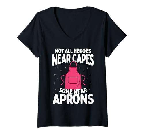 Damen Nicht alle Helden tragen Umhänge, Restaurantangestellte, Mittagessen, Dame T-Shirt mit V-Ausschnitt Damen Nicht alle Helden tragen Umhänge, Restaurantangestellte, Mittagessen, Dame T-Shirt mit V-Ausschnitt von Food Service Worker Lunch Lady