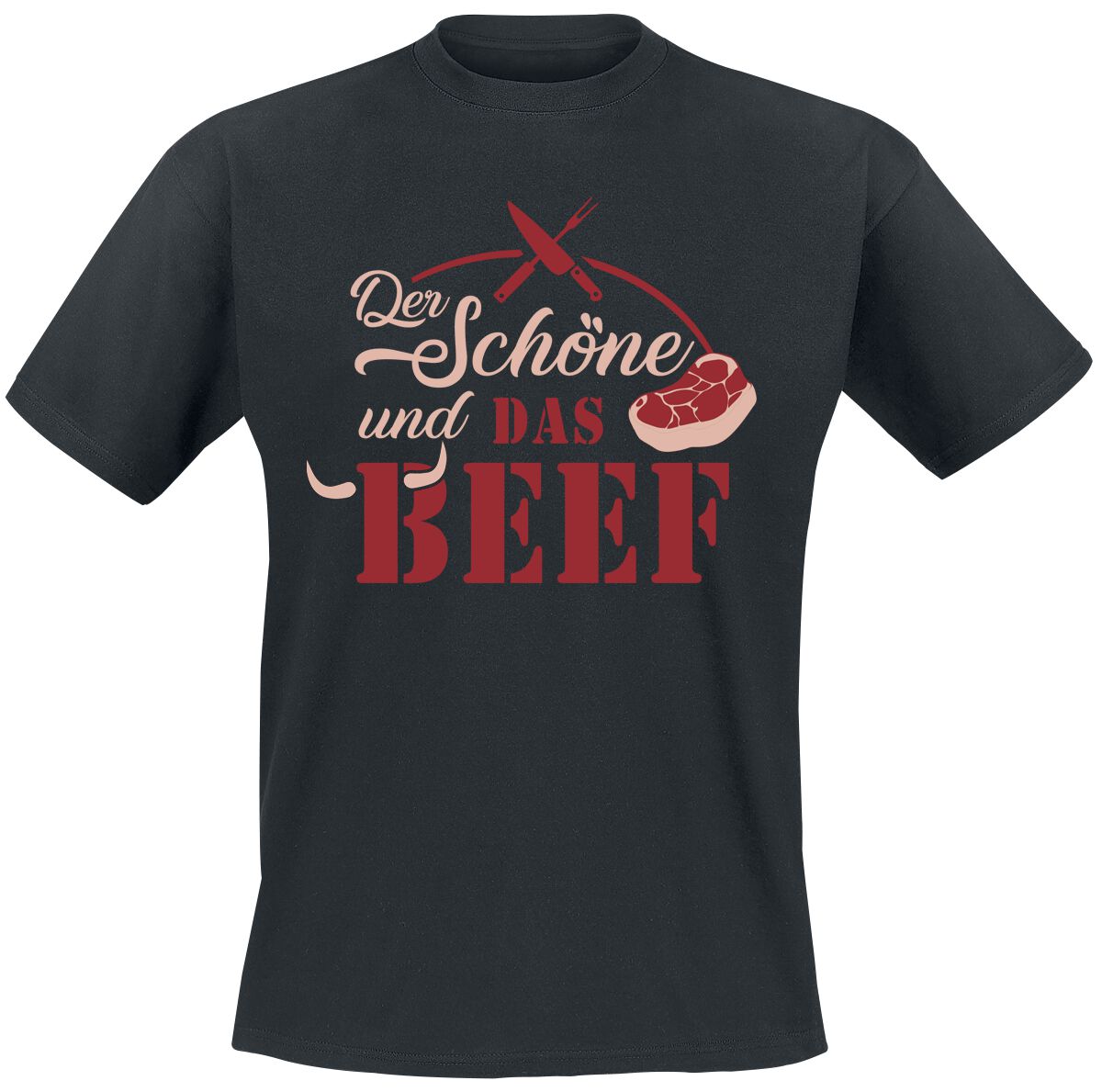 Food T-Shirt - Der Schöne und das Beef - L bis 5XL - für Männer - Größe 3XL - schwarz von Food