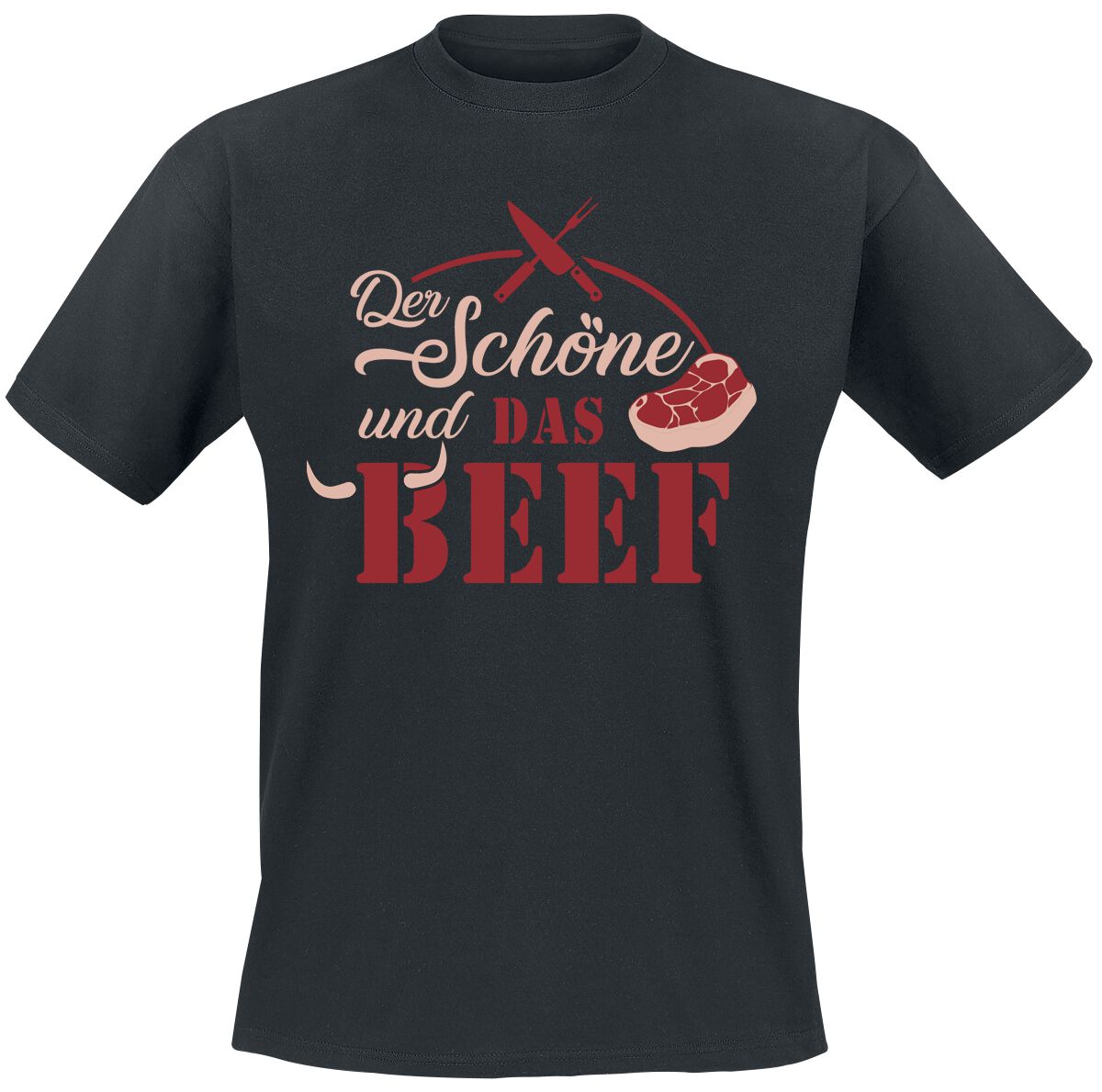 Food T-Shirt - Der Schöne und das Beef - L bis 5XL - für Männer - Größe 4XL - schwarz von Food
