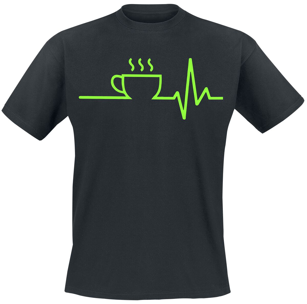 Food T-Shirt - Kaffee EKG - S bis 4XL - für Männer - Größe 3XL - schwarz von Food