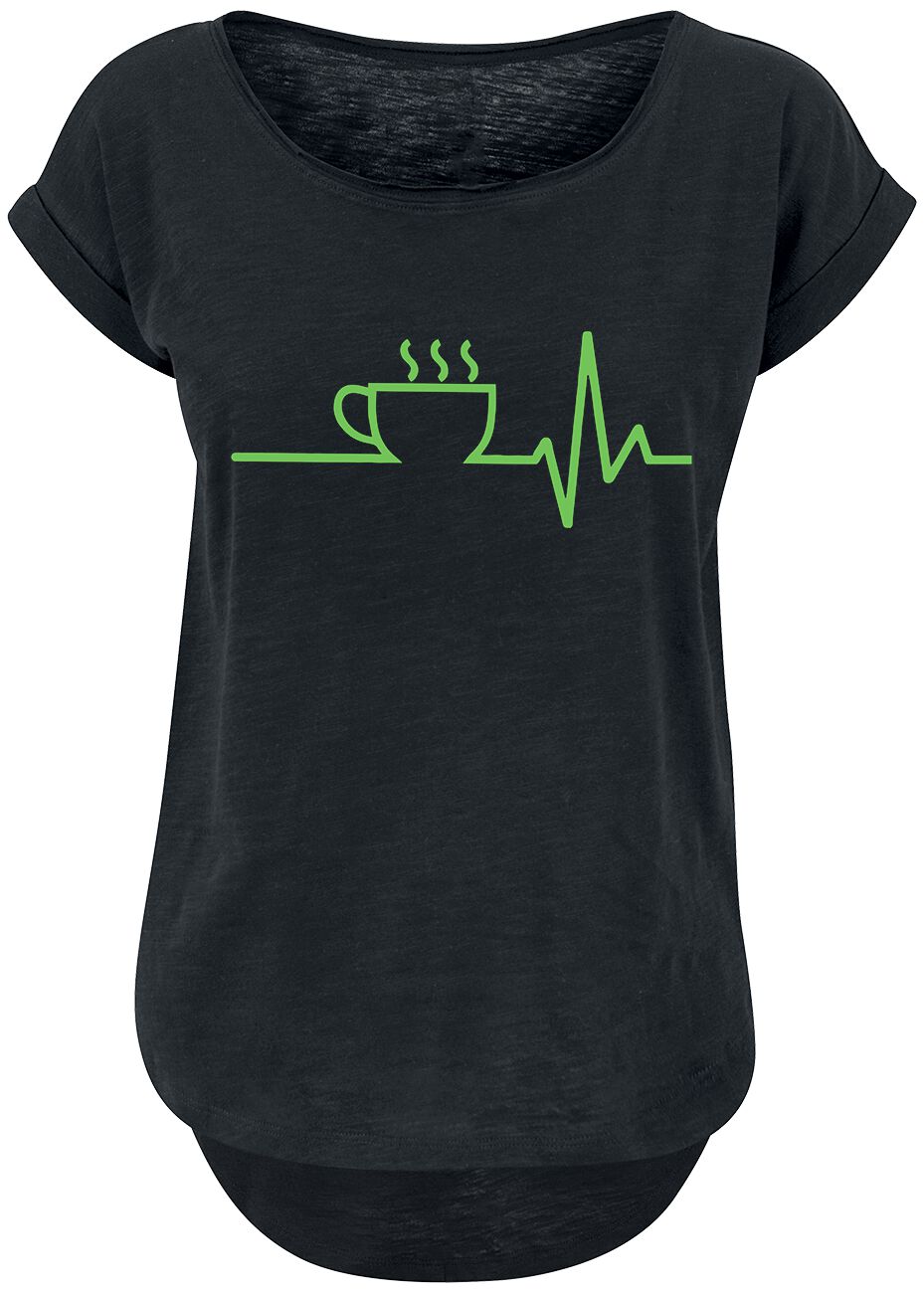 Food T-Shirt - Kaffee EKG - XS bis 5XL - für Damen - Größe L - schwarz von Food