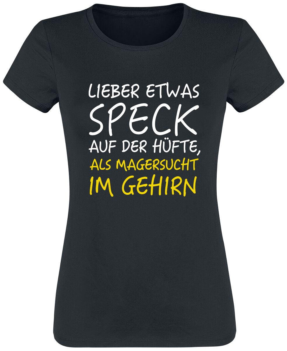 Food T-Shirt - Lieber etwas Speck auf der Hüfte... - M - für Damen - Größe M - schwarz von Food