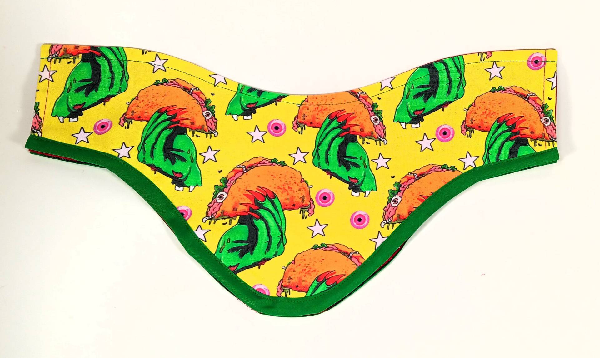 Zombie Tacos Und Augäpfel Auf Gelb Neuheit Baumwollstoff Unisex Thyroid Shield Cover Neckband von FoodFunScrubHats