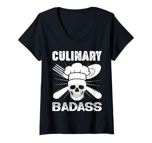 Damen Culinary Badass T-Shirt mit V-Ausschnitt Damen Culinary Badass T-Shirt mit V-Ausschnitt von Foodgasm Cheflife Italienische Küche