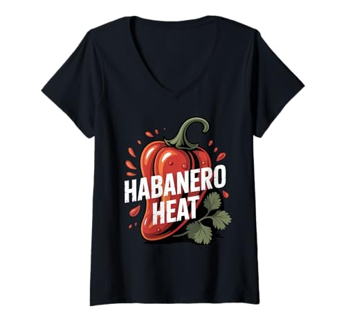 Damen Mexikanische scharfe Sauce Pepper Sauce Habanero Hot Sauce T-Shirt mit V-Ausschnitt Damen Mexikanische scharfe Sauce Pepper Sauce Habanero Hot Sauce T-Shirt mit V-Ausschnitt von Foodie Hot Sauce Costume Hot Sauce Bottles Design