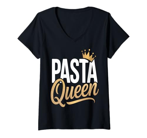 Damen Pasta Queen Lustiger Italienischer Feinschmecker T-Shirt mit V-Ausschnitt Damen Pasta Queen Lustiger Italienischer Feinschmecker T-Shirt mit V-Ausschnitt von Foodie Royalty Apparel