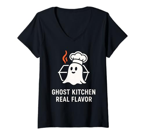 Damen Ghost Kitchen Virtuelles Restaurant Cloud Chef Kitchen Hustle T-Shirt mit V-Ausschnitt Damen Ghost Kitchen Virtuelles Restaurant Cloud Chef Kitchen Hustle T-Shirt mit V-Ausschnitt von Foodpreneur Delivery-Only Online Restaurant