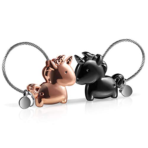 Foonii Schlüsselanhänger Paar Liebe, Magnet Abnehmbar Schlüsselanhänger Personalisiert Design, Geburtstagsgeschenk für Frauen Männer Freund Freundin (Gun Schwarz + Rose Gold) von Foonii