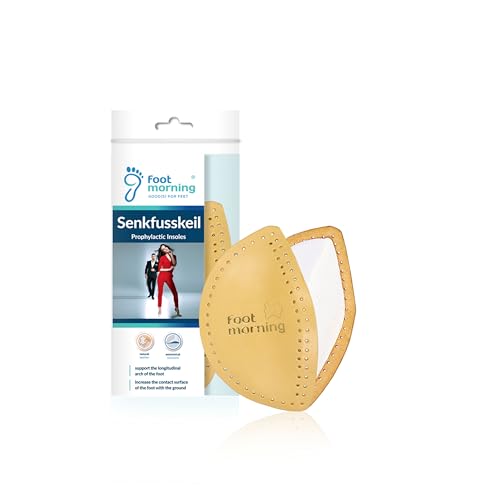 Foot Morning Senkfusskeil - Fußgewölbestütze für Damen und Herren – Orthopädische Keil-Einlegesohle aus Schafsleder & Moosgummi - Selbstklebender profilierter Mittelfußkeil Schuheinlage (41-43 EUR) von Foot Morning