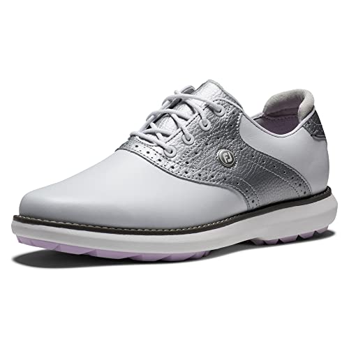 FootJoy Damen Fj Traditions Golfschuh, Weiß, silberfarben, Violett, 37 EU von FootJoy