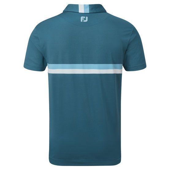 FootJoy Double Chest Band Pique Halbarm Polo blau von FootJoy