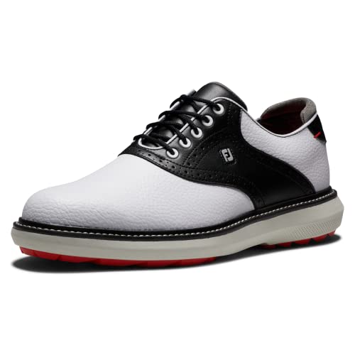 FootJoy Herren Fj Traditions Spikeless Golfschuh, Weiß/Schwarz/Grau, 42 EU von FootJoy