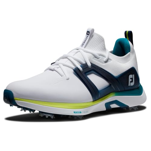 FootJoy Herren Hyperflex Golfschuh, Weiß/Limettengrün/Marineblau, 39.5 EU von FootJoy